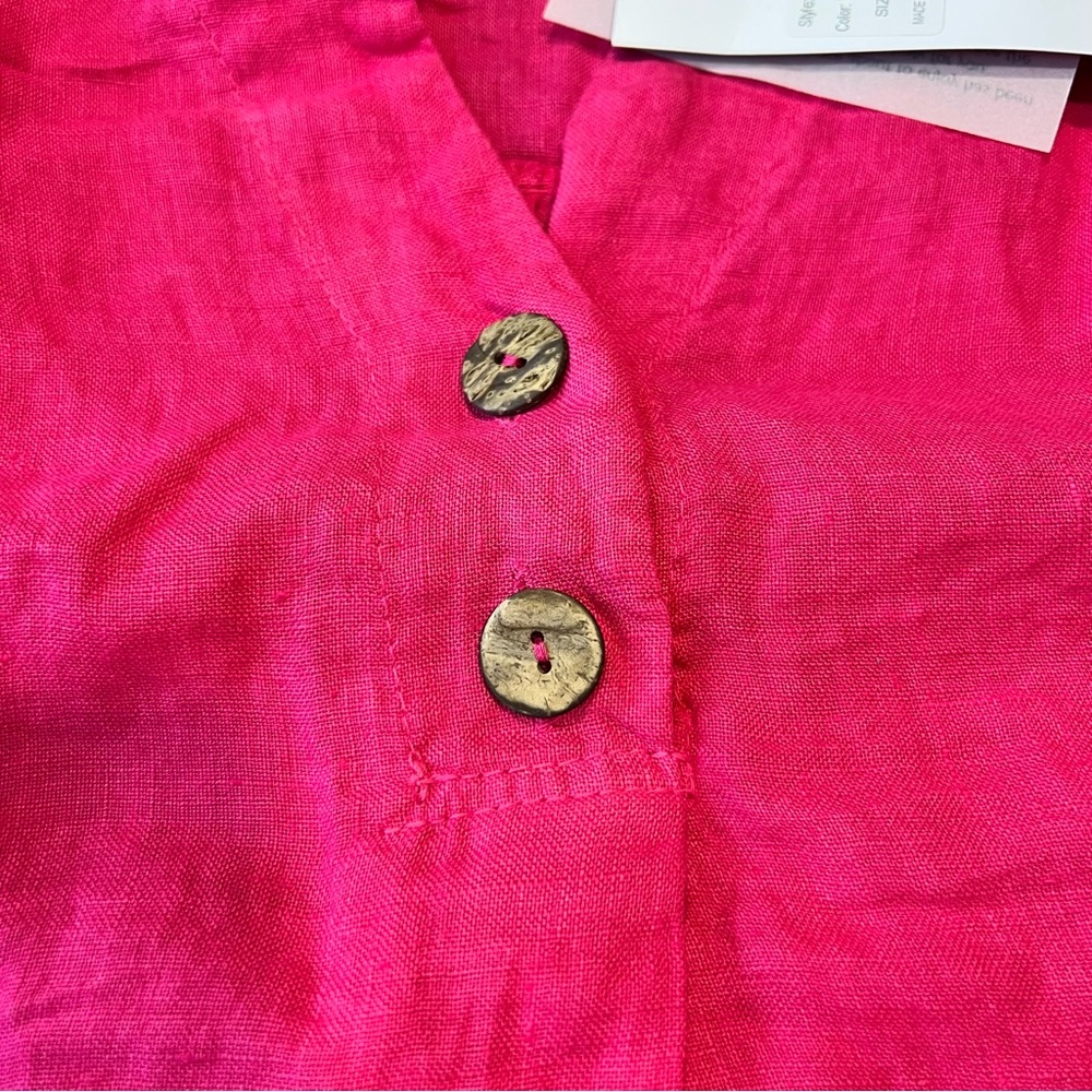 Flora Ashley NEW 9332 Hot Pink Linen Tunic Top SZ S - Picture 4 of 9